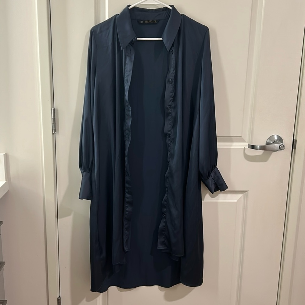 Blue silky dress